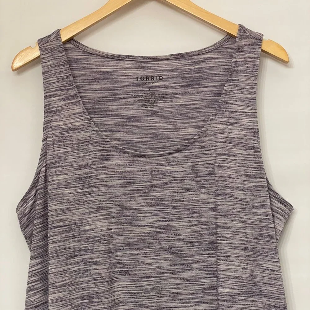 Torrid Womens Size 2 2X 18/20 Active Tank Space Dye Purple Scoopneck Activewear - Picture 3 of 9